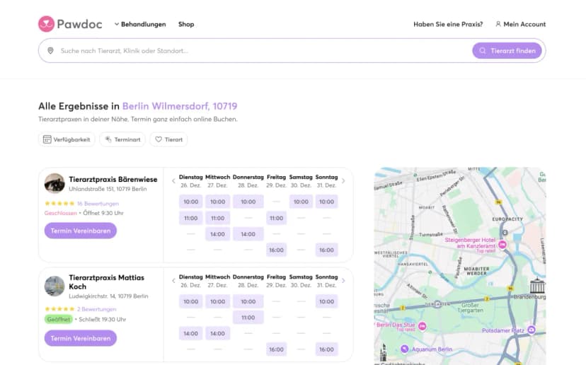 Tierarzt finden auf Pawdoc